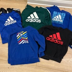 Five adidas youth sweatshirts size 7/8